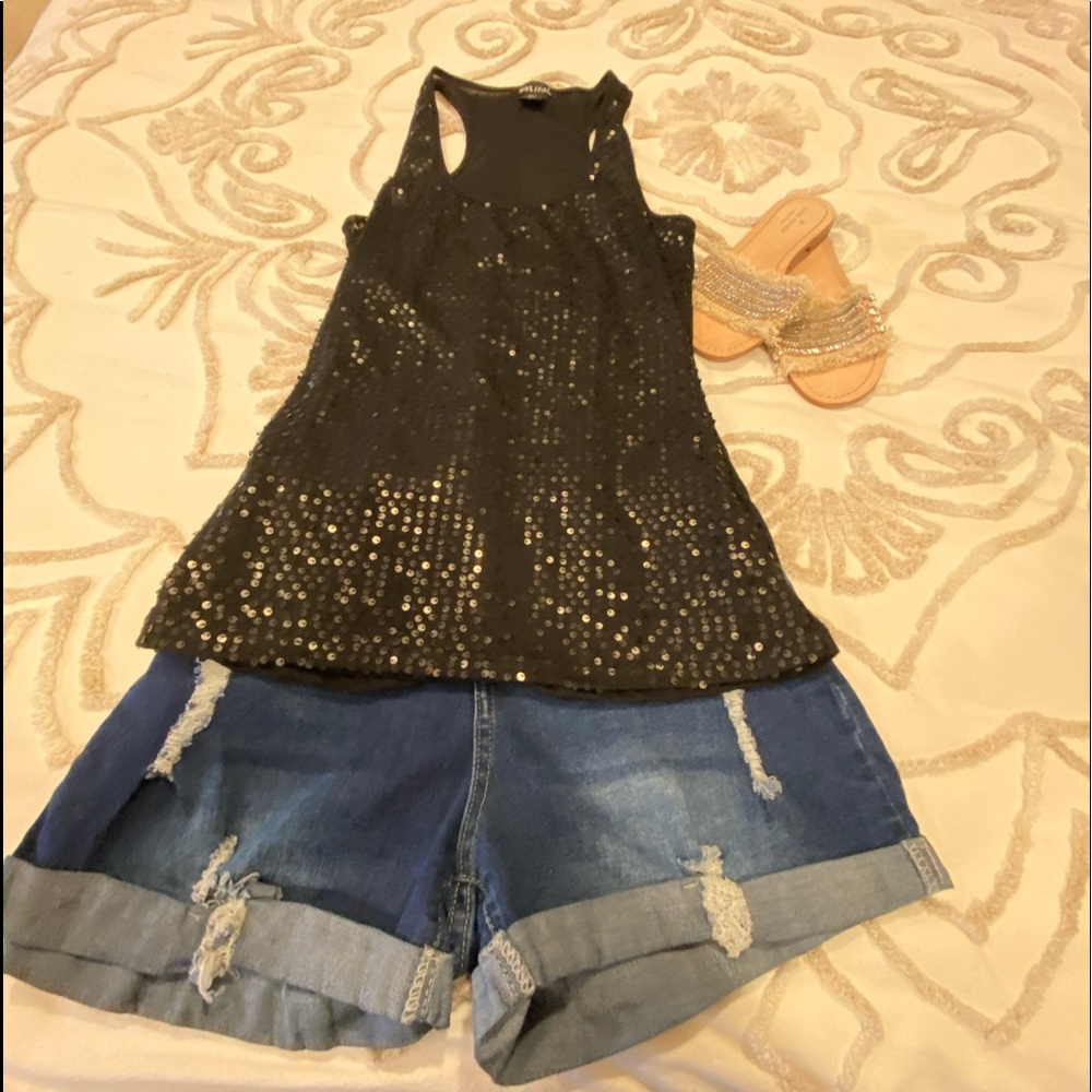 Black sparkly tank top
